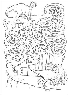 an animal maze is shown in this coloring page