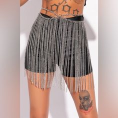 Style Notes Get Groovin’ In The Akira Label Dance Up On Me Chain Skirt Belt. This Chain Link Belt Is Composed Of Silver Tone Metal And Features A Double Claw Clasp Closure And Chain Link Fringe. Style Over A Mini Dresses To Add Some Flair. - 100% Man Made - 46.5” Length (Approx.) - Imported Product Id: 219007 Chain Belt For Summer Parties, Edgy Waist Chain For Party, Edgy Chain Strap Waist Chain For Parties, Edgy Waist Chain With Chain Strap For Party, Edgy Party Waist Chain, Edgy Chain Waist Chain For Party, Summer Festival Chain Belt With Chain Strap, Chain Belt With Chain Strap For Summer Festivals, Chic Fitted Chain Belt For Party