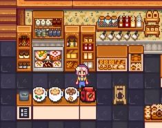 an image of a restaurant with food on the counter