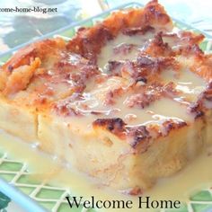 a welcome home card with some food on it