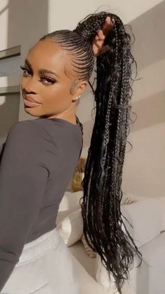 Conrow Ponytails Updo, Fulani Updo Braids, Boho Braid Ponytail Black Women, Cornrow Ponytail Styles 2024, Conrow Ponytails Braids, Updo Cornrows Braids Black Women, Cornrow Ponytail Hairstyles Black Women, Goddess Braids Ponytail