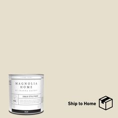 a white paint can with the words magnolia home on it and an image of a box