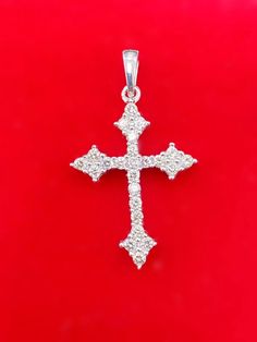 Criss Cross Natural Diamond Pendant for Men's 14k White Gold Round Cut Iced Out Mens Pendant, Real Gold, Criss Cross, Natural Diamonds, Jewelry Necklace Pendant, Jewelry Watches