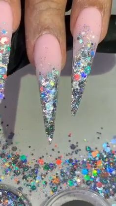 Shop the glitter @ KokoGlitterBel.com | Save 20% off with code KOKO All Glitter Nails, Nails Chunky, All Nails, Confetti Nails, Pretty Nail Art Designs, Nails Glitter, Unique Acrylic Nails