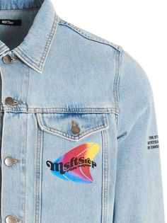 Denim jacket with logo print at the front and back, a button closure. Composition: Gender Neutral Clothes, Chloe Purses, Crossbody Tote Bag, Blazer Vest, A Button, Shop Logo, Fashion Labels, Printed Sweatshirts, Loafer Shoes