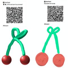 the qr code is shown for two cherries, one red and one green