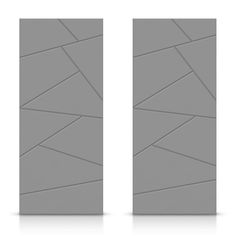 two doors are shown side by side, one is grey and the other is white