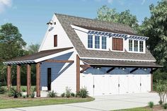 this is an artist's rendering of the garage and living quarters