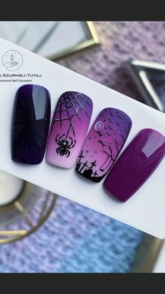 Ongles Gel Violet, Nailart Tutorial, Beauty Nails Design, Goth Nails