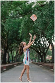 Senior Portrait / Photo / Picture Idea - Girls - Cap & Gown - Toss College Grad Pictures, Cap And Gown Pictures, Grad Photo Ideas, College Senior Pictures, Graduation Pic, Grad Pic Ideas, Graduation Photo Ideas, College Graduation Photos