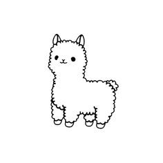 a black and white drawing of an alpaca