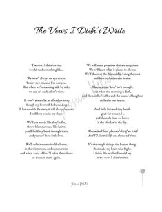 the vows i didn't write poem written in cursive writing on white paper