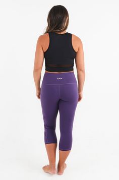 The wait for a built-in bra crop top is over! You are going to love this look. It flatters all body types and brings attention to the smallest part of your waist. *Note: Please check sizing before ordering as this is different from our sports bra size charts. Fitted Purple Seamless Crop Top, Fitted Purple Crop Top With Built-in Bra, Yoga Crop Top With Built-in Bra And Compression, Compression Crop Top With Built-in Bra For Yoga, Compression Yoga Crop Top With Built-in Bra, Bra Friendly Fitted Crop Top Activewear, Fitted Bra-friendly Crop Top Activewear, Stretch Crop Top With Medium Bust Support, Stretch Cropped Crop Top With Medium Bust Support