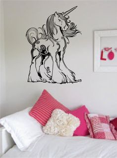 Unicorn Version 3 Design Animal Decal Sticker Wall Vinyl Decor Art - boop decals - vinyl decal - vinyl sticker - decals - stickers - wall decal - vinyl stickers - vinyl decals Horses Drawing, Unicorn Car, Wall Vinyl Decals, Unicorn Tattoo, Custom Word Art, Unicorn Drawing, Unicorn Magic, Unicorn Wall, Vinyl Wall Art Decals