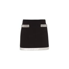 Miu Miu grain de poudre skirt with glass embellishment High waist A-line silhouette Mini length Side zip Virgin wool/elastane Dry clean Made in Italy Elegant Mini Skort For Evening, Elegant Mini Length Skort For Evening, Elegant Mini Length Evening Skort, Elegant Miu Miu Mini Skirt, Miu Miu Fitted Skirt For Work, Miu Miu Fitted Skirt For Workwear, Elegant Evening Mini Skort, Elegant Fitted Miu Miu Skirt, Luxury Flared Skirt For Party