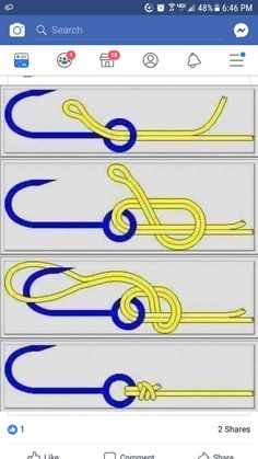 three different types of fishing hooks are shown on the facebook page, and one is blue