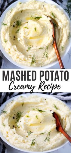 mashed potato creamy recipe in two white bowls