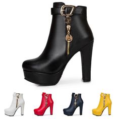 Women's Boots Heel Boots Office Daily Solid Colored Booties Ankle Boots Buckle High Heel Round Toe Business Classic PU Zipper Black White Yellow 2024 - $51.99 Fall Party Heeled Boots With Zipper Closure, Winter Ankle Boot Heels With Zipper, Winter Ankle Booties With Zipper Closure, Winter Ankle Boot Heels With Zipper Closure, Winter Ankle-high Booties With Zipper Closure, Ankle-high Boots With Zipper Closure, Winter High Ankle Heels With Zipper Closure, Party Heeled Boots With Zipper And Round Toe, High Heel Zipper Mid-calf Boots For Winter