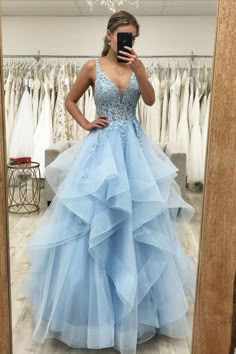 Layered Prom Dress Ruffles, Beading Applique, Prom Dress With Lace, Formal Wedding Guests, Princess Prom Dresses, Prom Dress Inspo, Dress Ruffles, Prom Dress Ideas, Stunning Prom Dresses