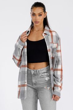 Introducing our Women's Boyfriend Oversized Flannel Shirt Jacket, designed to keep you cozy and stylish all through the fall and winter seasons. Crafted from a luxurious blend of 60% cotton and 40% polyester, this soft brushed fabric is the ultimate in comfort and warmth. Key Features: 🍂 Oversized Fit: Embrace the relaxed, boyfriend-style fit that provides both comfort and a trendy look. Layer it over your favorite outfits for a laid-back yet fashionable vibe. 🧥 Soft Brushed Fabric: Our flannel shirt jacket features a soft, brushed finish that feels incredibly gentle against your skin. You won't want to take it off! 👚 Versatile Design: With its button closure, this shirt jacket is not only fashionable but also functional. Easily wear it open for a casual look or buttoned up to stay warm Flannel Shacket, Wrap Shoes, Oversized Flannel, Activewear Sets, Active Wear Pants, Plaid Design, Tie Shoes, Boyfriend Fit, Chic Boutique