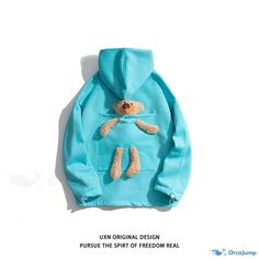 OrcaJump - Premium Teddy Bear Hoodie: For Ultimate Cuddles and Cozy Comfort Cute Blue Fleece Hoodie, Cute Hoodie With Pockets For Winter, Cute Winter Hoodie With Pockets, Winter Hoodie With Bear Print And Long Sleeves, Cute Fall Sweatshirt With Kangaroo Pocket, Cute Hoodie With Kangaroo Pocket, Cute Winter Hoodie With Kangaroo Pocket, Cozy Sweatshirt With Kangaroo Pocket For Outdoor, Cozy Blue Hoodie With Pockets