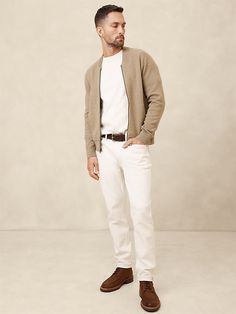 Refined Bomber | Banana Republic Factory Going Out Outfits Men Night Out, Business Casual Men Work, Mens Dressy Casual, Big And Tall Style, Rehearsal Dinner Outfits, Mens Business Casual Outfits, Guy Style, 50th Clothing, Arm Cuffs