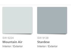 the color scheme for mountain air, stardew and interior / exterior paint colors