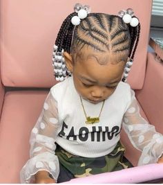 Toddler Hairstyles Girl African American Braids, Braided Pigtails Black Kids, Simple Toddler Braid Styles, Baby Braid Styles, Toddler Braid Styles, Kids Braids With Beads, Baby Hairstyle, Children Hairstyles, Daughter Hairstyles