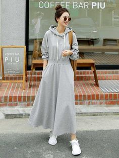 Sku CY-!55209 Material Polyester Style Loose , Long Sleeves Feature Hood , Solid Occasion Going out , Casual Seasons Spring Type Midi Dresses Color GRAY Size S,M,L,XL Please consult the size chart we provide for this item''s measurements to help you decide which size to buy.Please note: There may be 1-3cm differ due to manual measurement.CMINCH Bust Shoulder Sleeve Length S 102 53 57 112 M 106 54 58 113 L 110 55 59 114 XL 114 56 60 115 Loose Maxi Dress, Lined Hoodie, Lantern Sleeve Dress, Hooded Dress, Loose Dress, One Piece Swimwear, Grey Long Sleeve, Midi Dresses, Hoodie Dress