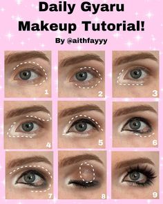 Makeup Tutorials Step By Step, Asian Makeup Tutorials, Korean Makeup Tips, Makeup Korean, Gyaru Makeup, Face Charts, Simple Makeup Tips, Doll Eye Makeup, Makeup Face Charts