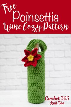 a crochet pattern for a wine bottle with a poinsettia flower