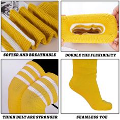 Plus Size Thigh High Socks Striped- Bright Ginger Yellow & White Sporty Knee-high Socks For Winter, Sporty Knee-high Winter Socks, Trendy Yellow Socks, Trendy Yellow Winter Socks, Comfortable Yellow Winter Socks, Plus Size Thigh High Socks, Plus Size Thigh, Plus Size Tights, Lace Stockings