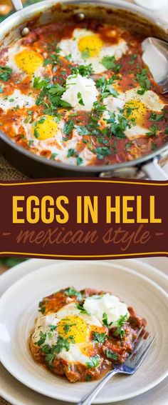 eggs in hell mexican style on a plate