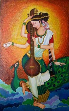 Laxmi Ganesh Saraswati, Saraswati Painting, Laxmi Ganesh, Maa Saraswati, Saraswati Photo