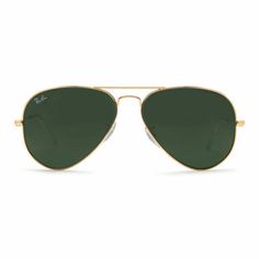 Trendy Fashion Pre-Owned Ray-Ban RB3025 L0205 Aviator Sunglasses Gold/Green Classic 58mm, Womens Accessories Gold Aviator Sunglasses, Green Frame, Ray Ban Aviators, Classic Gold, Sunglass Lenses, Sunglass Frames, Aviator Sunglasses, Gold Style, Gold Frame