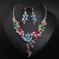 Whether you are the bride to be, or a bridesmaids, or the mother of the bride, this Bridal Jewelry is perfect for just about anyone! Elegant Crystal Sets For Gifts, Formal Multicolor Bridal Necklace, Elegant Jewelry Sets For Wedding And Mother's Day, Elegant Jewelry Sets For Mother's Day Wedding, Elegant Crystal Sets For Wedding, Silver Crystal Sets For Wedding, Multicolor Crystal Necklace For Wedding, Silver Crystal Wedding Sets, Elegant Multicolor Sets For Gift