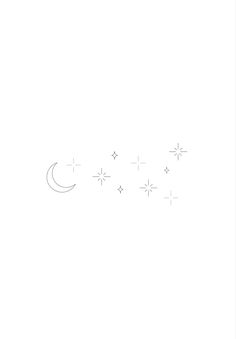 an image of stars and the moon on a white background