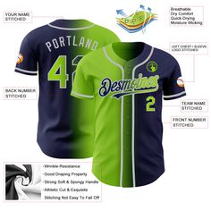 Custom Navy Neon Green-Gray Authentic Gradient Fashion Baseball Jersey Cheap Blue Baseball Jersey, Affordable Blue Baseball Jersey, Cheap Cotton Baseball Jersey, Cheap Breathable Crew Neck Baseball Jersey, Cheap College Baseball Jersey With Moisture-wicking, Cheap Team-colored Baseball Jersey With Crew Neck, Jersey Baseball, Blue Football, Salute To Service