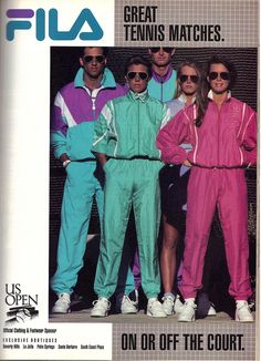 Fila tennis & footwear ad 1989 80s Sportswear, Fila Tennis, 80s And 90s Fashion, 80s Aesthetic