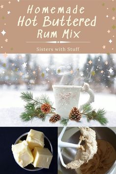 homemade hot buttered rum mix with pine cones