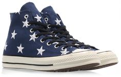 Converse Chuck 70 Hi Navy Stars 163409C Converse Shoes High Top, Taylor Swift Shoes, Navy Blue Converse, Goth Shoes, Blue Converse, Converse Star, Cute Shoes Heels, Funky Shoes, Converse Chuck 70