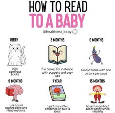 the baby's guide to read to a baby with pictures and words on it