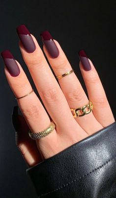 Grow Long Nails, Burgundy Nail Designs, Burgundy Nails, Blue Nail, Nail Art Tutorial