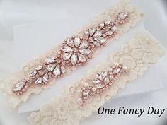 Crystal pearl Wedding Garter Set Stretch Lace by OneFancyDay Gold Garter, Crystal Garter, White Lace Garter, Lace Garter Set, Bridal Garters, Wedding Garter Lace, Bridal Garters Set, Wedding Garter Set, Wedding Garters