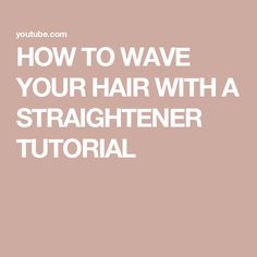 HOW TO WAVE YOUR HAIR WITH A STRAIGHTENER TUTORIAL How To Wave Your Hair, Hair Tutorials Easy, Easy Hair, Quick Easy, Hair Tutorial, Easy Hairstyles, All Products, Hair