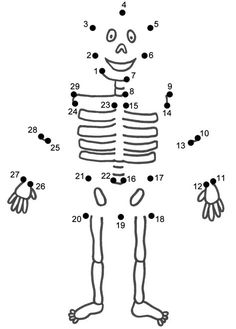 the human skeleton is shown with numbers and dots to draw on it's side