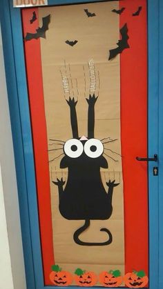 a door decorated to look like a cat