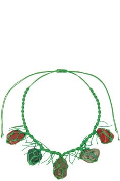 Green Macrame Necklace For Festivals, Green Macrame, Chopova Lowena, Cotton Necklace, Green Stones, Macrame Necklace, Designer Accessories, Accessories For Women, Accessories Design