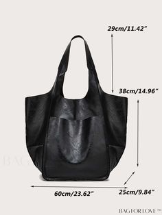 BagForLove - Compact Shoulder Tote with Front Pocket Product Description Color Black Strap Type Double Handle Style Elegant Pattern Type Plain Type Shoulder Tote Bag Bag Size Oversized Closure Type No-closure Material PU Size Chart INCH CM Bag Length Bag Width Bag Height Handle Height 23.6 inch 9.8 inch 15 inch 11.4 inch Bag Length Bag Width Bag Height Handle Height 60 cm 25 cm 38 cm 29 cm Details Pictures Similar Products h2 { text-align: center; } /* æ¢è¡ */ li{ white-space: normal; word-bre Black Faux Leather Shoulder Bag With Pockets, Casual Faux Leather Shoulder Bag With Pockets, Casual Faux Leather Bag With Pockets, Casual Large Black Shoulder Bag, Elegant Pattern, Bags Tote, Shoulder Tote Bag, Bag Bag, Shoulder Tote