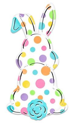 a colorful polka dot bunny shaped balloon